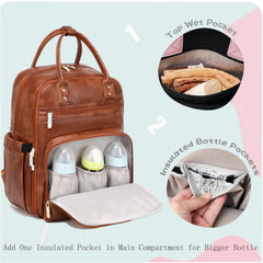 LORADI waterproof-pocket diaper bag backpack keeps contents protected on the go.