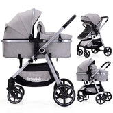 LORTSYBAB 2-in-1 stroller folding mechanism for compact storage.