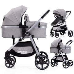 LORTSYBAB 2-in-1 stroller folding mechanism for compact storage.