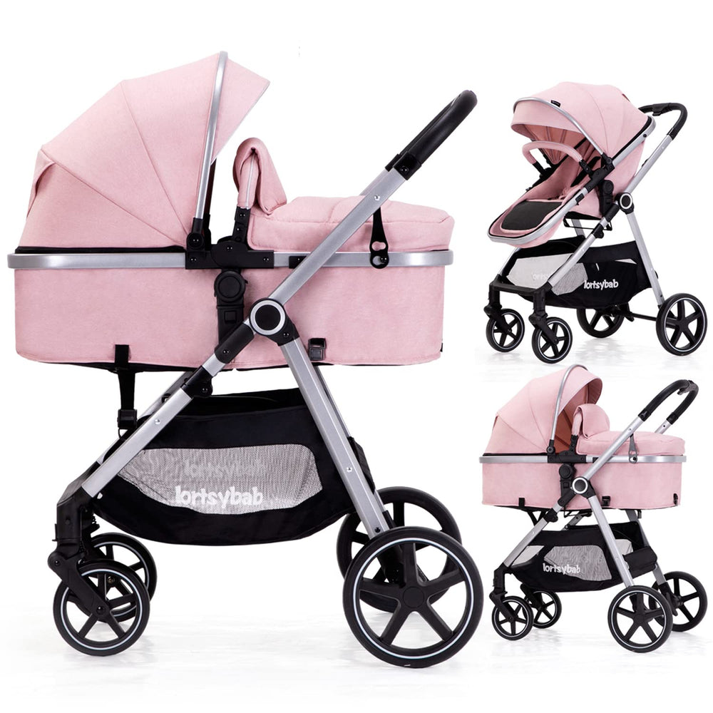 LORTSYBAB 2-in-1 stroller in forward-facing view, ideal for curious babies.