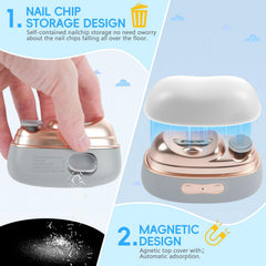 LoTanop trimmer with filing and polishing head delivering smooth nails.
