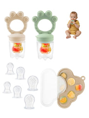 LOTBILL baby popsicle molds in green and beige for soothing gums.