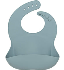 Loulou Lollipop waterproof silicone bib slate front view for easy cleaning