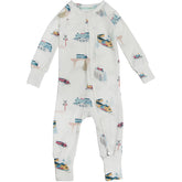 Loulou Lollipop Tencel Lyocell Sleeper front view shows two-way zipper for easy diaper changes.
