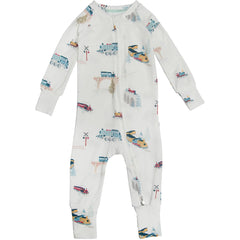 Loulou Lollipop Tencel Lyocell Sleeper front view shows two-way zipper for easy diaper changes.