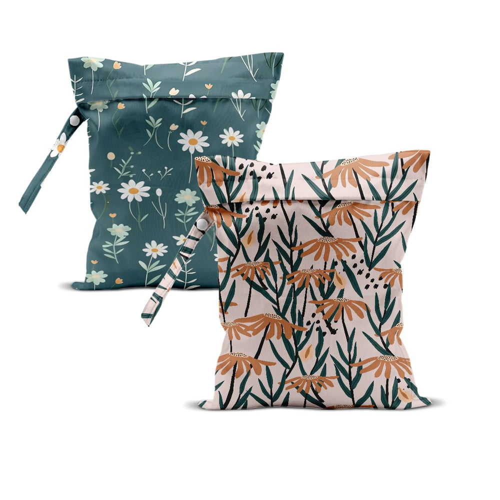 Lovdazzles wildflower wet bag with daisy pattern ready for beach trips and storage