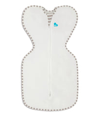 Love to Dream Swaddle Up 1.0 TOG in cream shows size-medium fit for 13–19 lb babies
