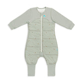 Love to Dream Sleep Suit Olive Bees 3Y front view in breathable cotton for comfy sleep.