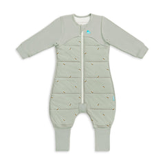 Love to Dream Sleep Suit Olive Bees top and chest area shows soft fleece for cozy warmth.