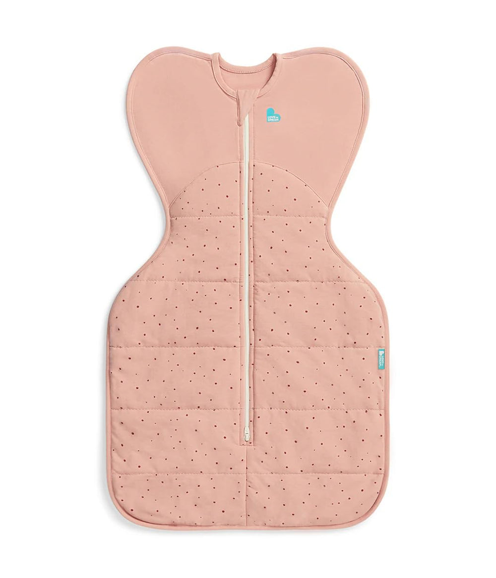 Love to Dream Swaddle Up Rose with arms-up pose for self-soothing support