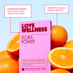 Love Wellness Flora Power ingredient label showcases safe, dairy-free vitamin C blend.