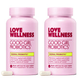 Love Wellness Good Girl Probiotics bottle front promoting daily balance support