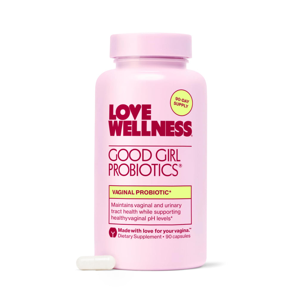 Love Wellness Good Girl Probiotics bottle supports daily vaginal health and balance.