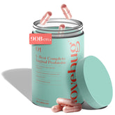 LoveBug V-Best bottle close-up highlighting probiotic packaging for vaginal balance.
