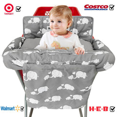 Love&go universal-fit cart cover adapts to most high chairs and carts.