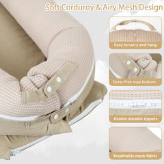 LOVE MAGE lounger with breathable mesh sides enhances air flow and baby comfort.