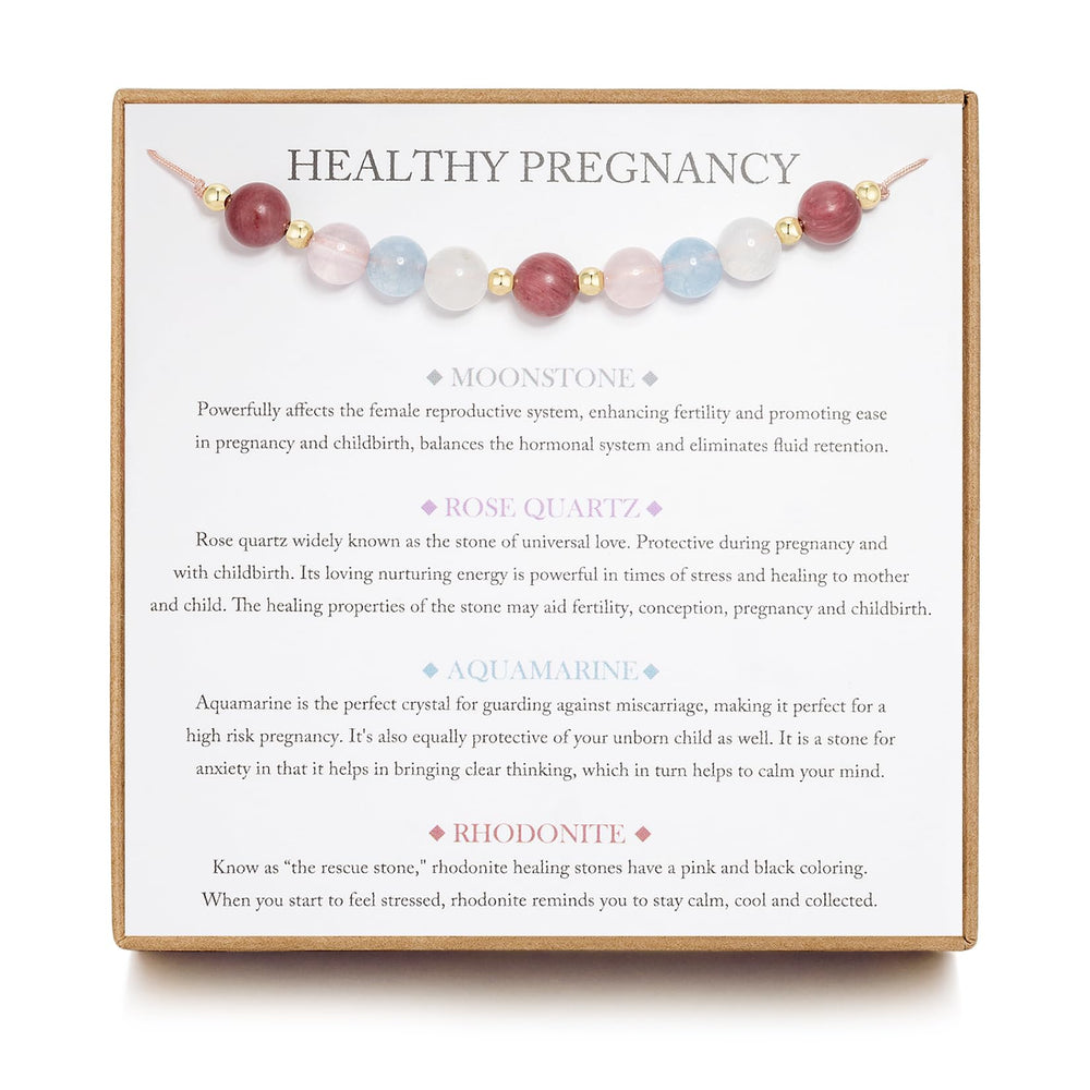 LOVEMY Healthy Pregnancy Bracelet Moonstone beads for calming energy.