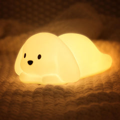 LOVERUIS squishy dog night light glows colorfully with a 1-3h timer for kid-friendly bedtime.