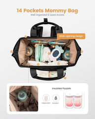 LOVEVOOK diaper bag backpack side view highlights quick-access pockets.