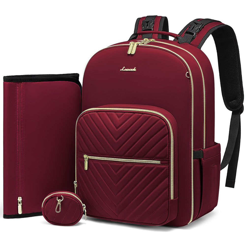 LOVEVOOK diaper bag backpack front view showcasing quilted texture and stylish design