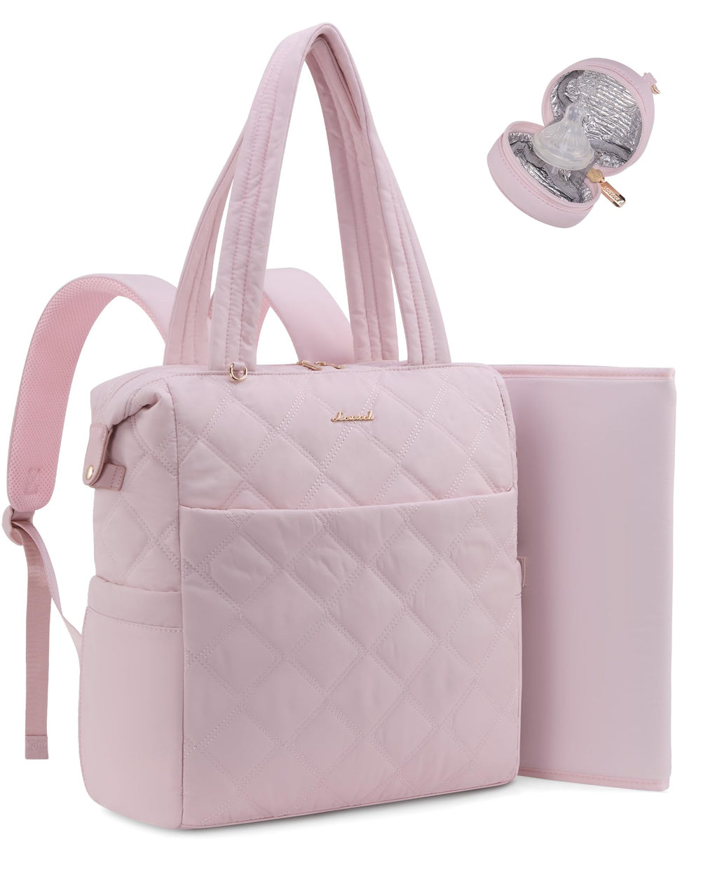 LOVEVOOK diaper bag backpack in pink offers versatile carry for busy parents.
