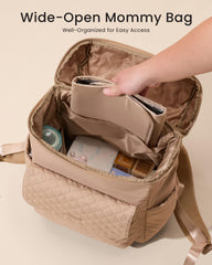 LOVEVOOK Diaper Bag with insulated bottle pockets keeps beverages at temperature.