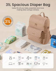 LOVEVOOK Diaper Bag attaches to stroller for hands-free strolling.