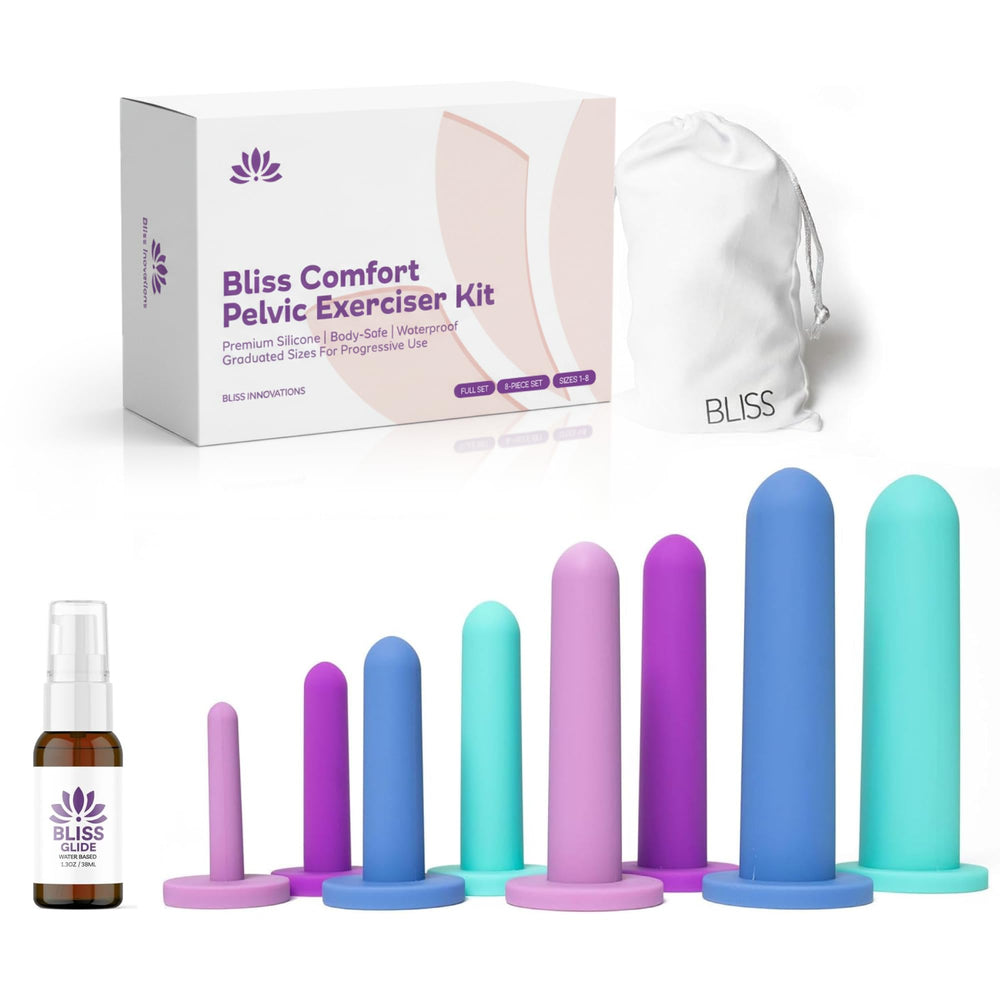 Loving Sex Bliss Comfort kit in an elegant bag for pelvic wellness training