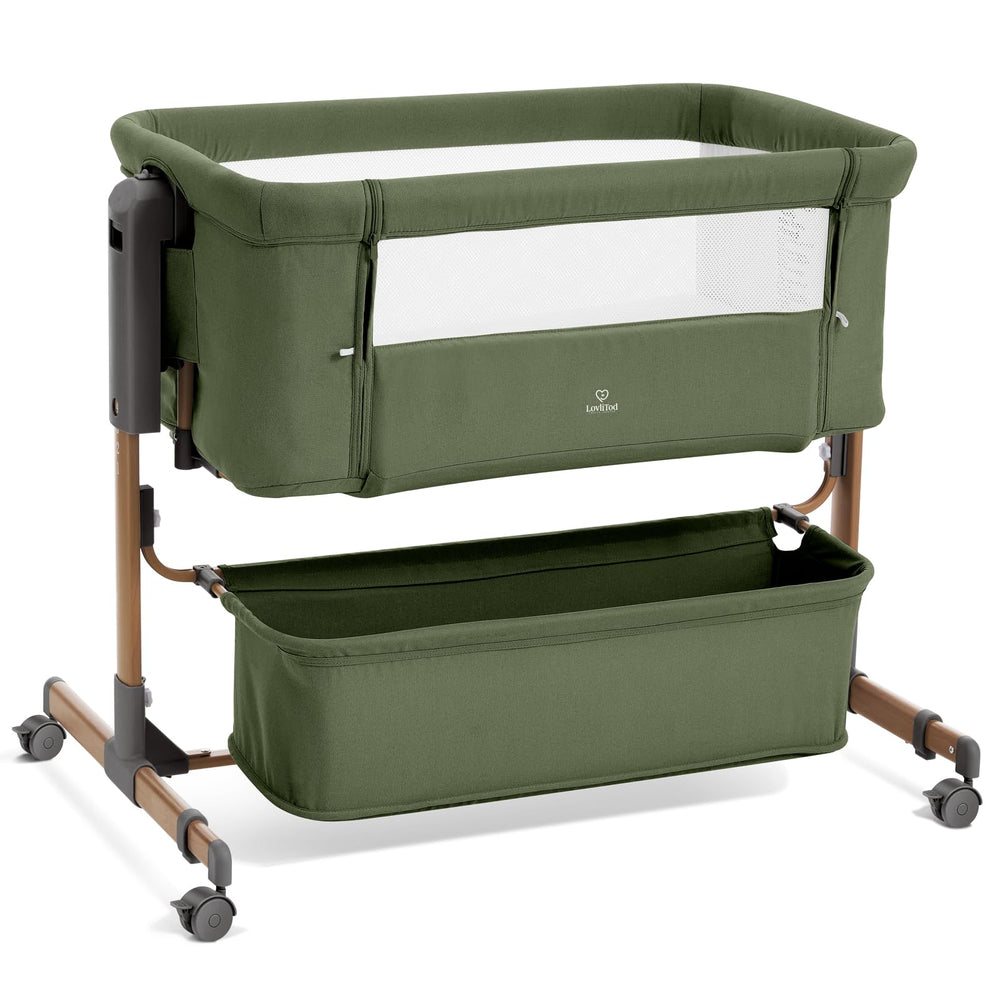 LovliTod Baby bassinet set up beside the bed for easy night feeds
