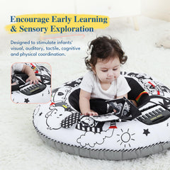 Montessori toys with crinkle fabric and bells for sensory exploration.