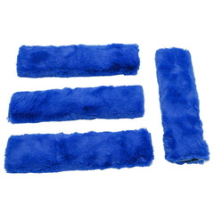LoyaGour 4-pack seatbelt covers for kids in blue provide plush comfort during car rides.