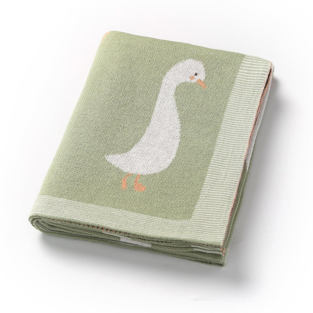 Loyfoky goose-print swaddle blanket offers cozy softness for babies.