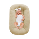 Lucakuins baby lounger apricot front view for supervised awake play with soft cotton
