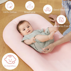 Close up of soft organic cotton cover on Lucakuins lounger