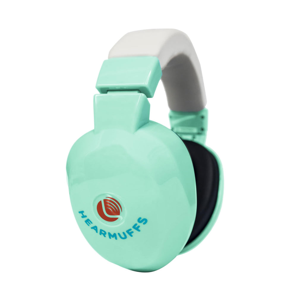 Lucid Audio HearMuffs Spa Green headband providing adjustable comfort for growing infants.