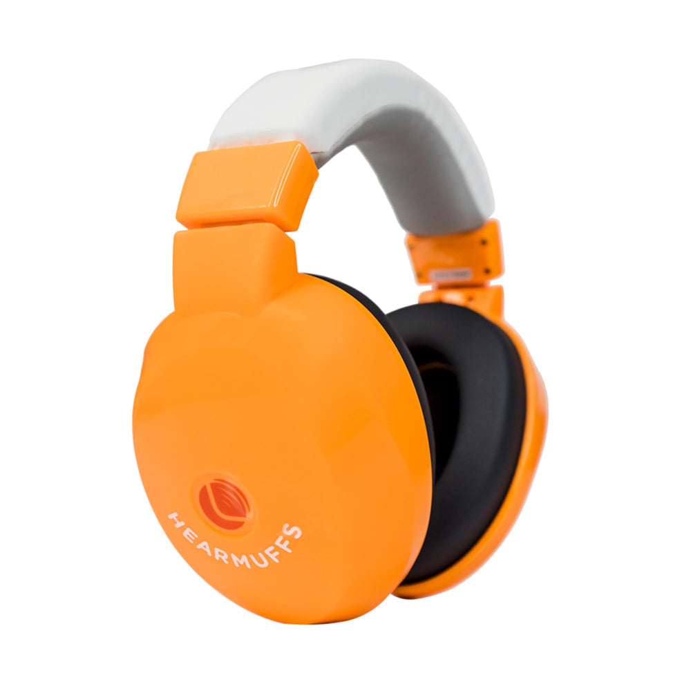Lucid Audio Kids HearMuffs orange on-ear design for safe listening at events