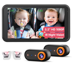 LUCKVIEW BM2 PRO split-screen display shows two rear seats clearly on the road.