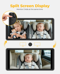 LUCKVIEW BM5 PRO 7.2-inch HD display provides clear backseat visibility.