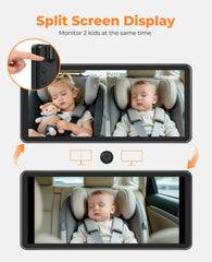 LUCKVIEW BM5PRO dual cameras provide monitoring two kids with split-screen view.