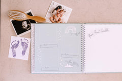 Lucy Darling Celestial Skies prompts pages guide memory-keeping of milestones with photos.