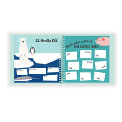 Lucy Darling Little Animal milestone pages capture first smiles, first foods, and first steps