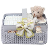 LUKJOJO luxurious diaper caddy with water-resistant nylon for stylish on-the-go organization.