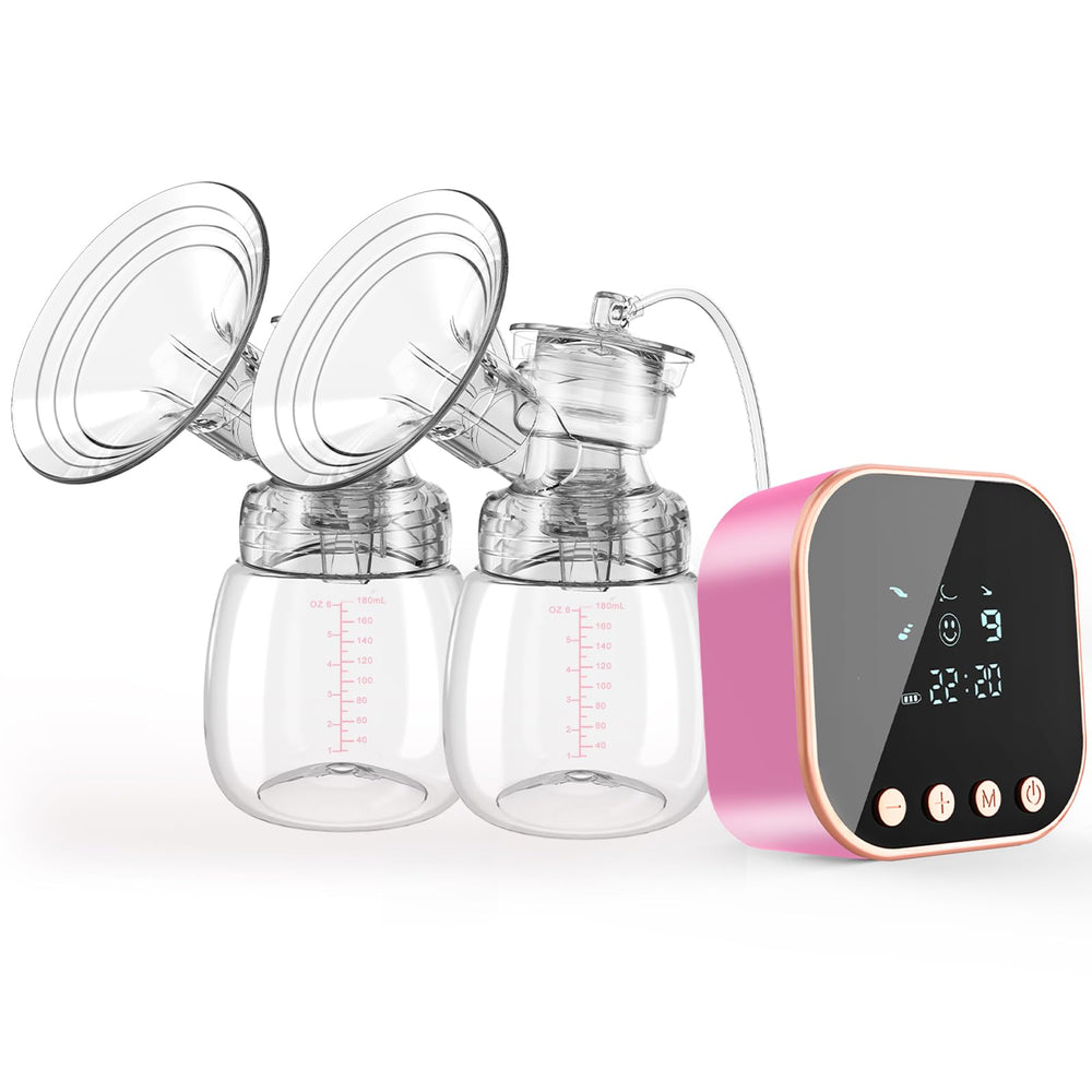 Lulia pink-2p double electric breast pump front view for on-the-go pumping