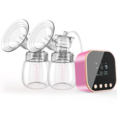 Lulia pink-2p double electric breast pump front view for on-the-go pumping