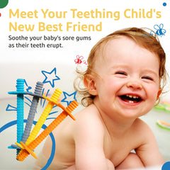 Lull Kids baby teether being held demonstrates easy-grip design