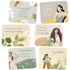 Lulu & You affirmation cards arranged in a nursery display for calm moments.