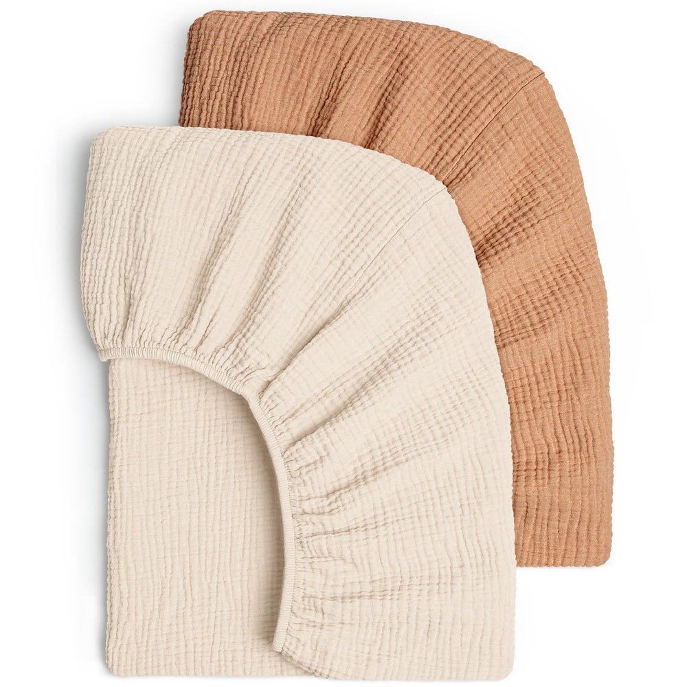 Lulu Moon soft muslin crib sheets show a gentle, breathable fabric for baby comfort.
