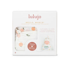 Lulujo hello-world-sticker closeup highlights personalized name for social birth announcements.