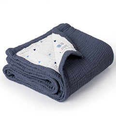 Lulumoon baby blanket blue swaddle provides soft, cozy warmth for newborns.