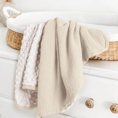 Lulumoon minky-dot back baby blanket for cozy snuggle time.